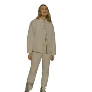 kiko Jacket Women’s Size M White 100% silk with Pockets Brand New #101